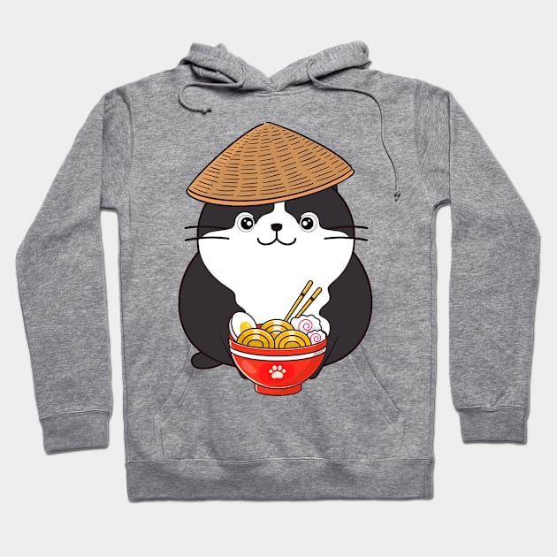 Funny fat cat is eating noodles Hoodie by Pet Station